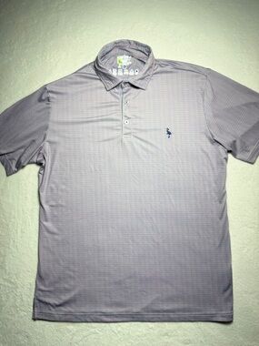 Tailorbyrd Red and Blue Vertical Pattern Polo with Blue Byrd Logo